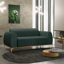 Ver imagem 2 de Sofá 2 Lugares para Sala de Estar Molino 150 Cm D02 Pés D'ouro Linho Verde Musgo C-117 - Lyam