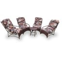 Ver imagem 1 de Conjunto de Poltronas Fibra Sintética Espreguiçadeira Promo - 4 Poltronas + Mesa Centro - Tecido Rev