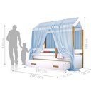 Ver imagem 2 de Cama Montessori Cabana Com Auxiliar Colchão E Dossel Azul