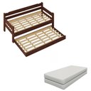 Ver imagem 1 de Cama com Auxiliar Bicama de Madeira Maciça com 2 Colchões
