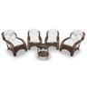 Conjunto de Poltronas Fibra Sintética Espreguiçadeira - 4 Poltronas + 1 Mesa Centro - Tecido Duna Cr - 1