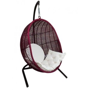 Balanço c/ Suporte em Corda Náutica Vinho - Tecido Duna Cru