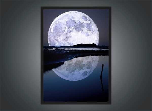 Quadro Decorativo Lua Galáxias Planetas Universo Espaço Decorações Salas Quartos Com Moldura G02 - 4