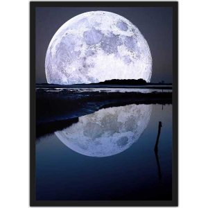 Quadro Decorativo Lua Galáxias Planetas Universo Espaço Decorações Salas Quartos Com Moldura G02