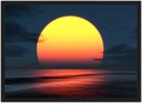 Ver imagem 1 de Quadro Decorativo Sol Mar Abstrato Decorações Salas Quartos Com Moldura