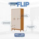Ver imagem 3 de Jogo de Quarto Infantil Flip Guarda Roupa 3 Portas e Berço Americano Areia Fosco/savana - Reller M