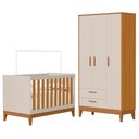 Ver imagem 1 de Jogo de Quarto Infantil Flip Guarda Roupa 3 Portas e Berço Americano Areia Fosco/savana - Reller M