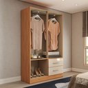 Ver imagem 2 de Guarda-roupa Solteiro Vittorio 4 Portas 2 Gavetas com Espelho Cinamomo/off White - Panorama Móveis