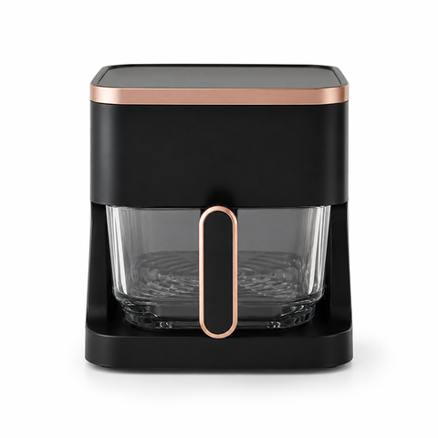 Fritadeira Elétrica Air Fryer Digital com Cesto de Vidro Preto