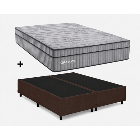 Cama Base King Marrom Colchão King Exclusive Sleep Molas Ensacadas 193x203 - Ortobom