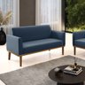 Poltrona Namoradeira Decorativa Isabella Pés Fixo em Madeira Castanho Suede Azul Marinho G19 - Gran  - 1