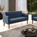 Ver imagem 1 de Poltrona Namoradeira Decorativa Isabella Pés Fixo em Madeira Castanho Suede Azul Marinho G19 - Gran
