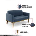 Ver imagem 3 de Poltrona Namoradeira Decorativa Isabella Pés Fixo em Madeira Castanho Suede Azul Marinho G19 - Gran 