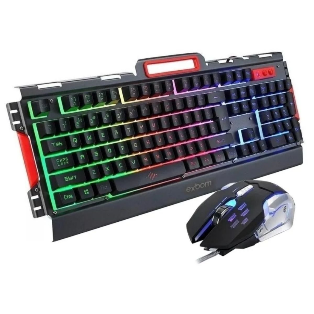 Kit Teclado Mouse Gamer Usb Rgb Metal Semi Mecânico C/ Led Bk G3000 Exbom - 2