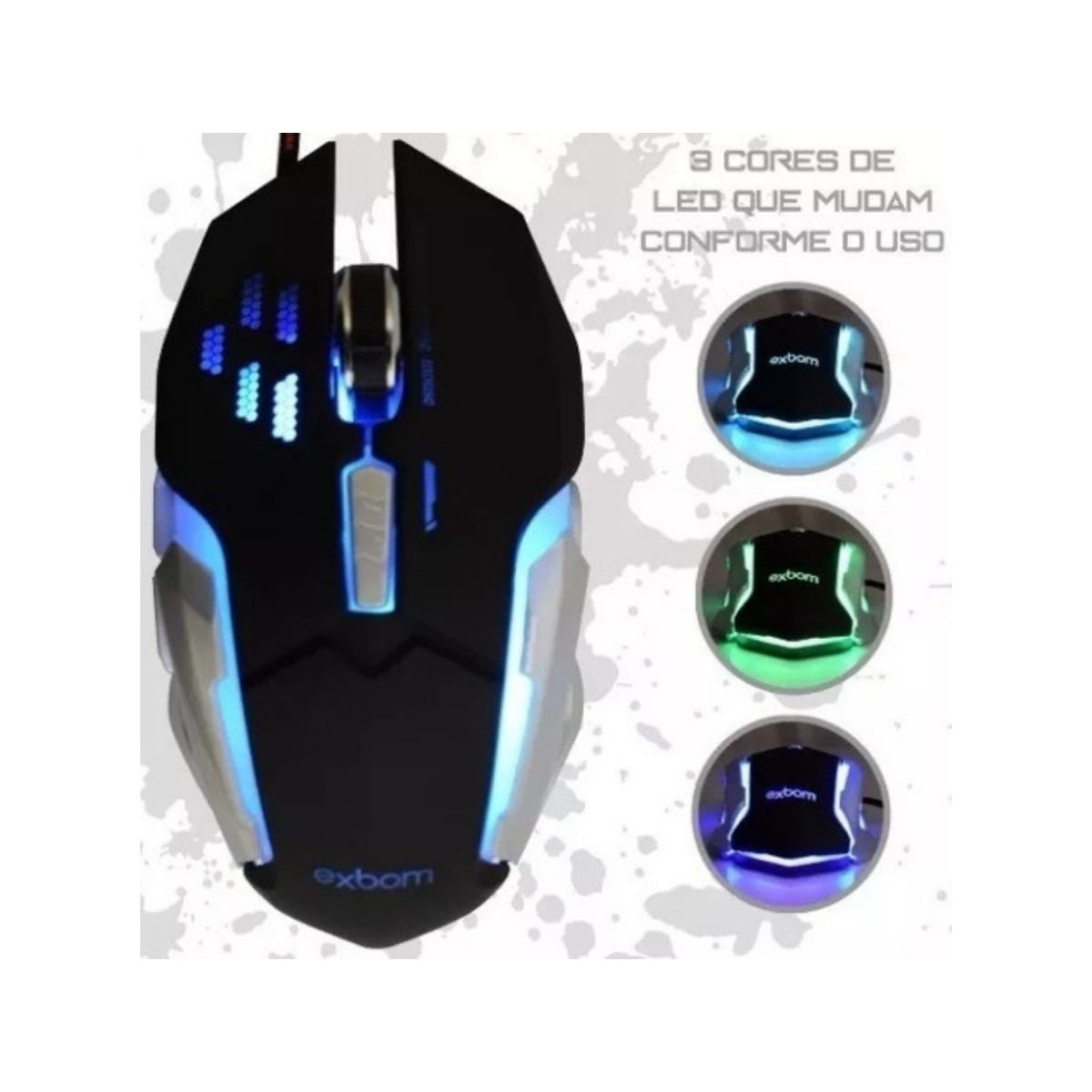 Kit Teclado Mouse Gamer Usb Rgb Metal Semi Mecânico C/ Led Bk G3000 Exbom - 9