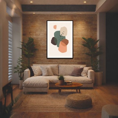 Quadro Canvas Boho Minimalista 60x40cm Mold Preta