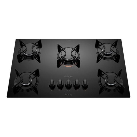 Cooktop 5b Preto com Mesa de Vidro Atlas U Top Preto Bivolt