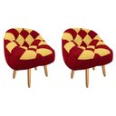 Ver imagem 1 de Kit 02 Poltrona Paloma Escritório Sala Pé Palito Suede Vermelho e Suede Mostarda - Dominic Decor
