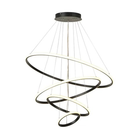 Pendente 4 Anéis Preto Inverse 80cm Led 86w 4000k Bivolt Cabo de 3 Metros Paris Luz