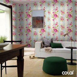 Papel De Parede Lavável Folhas Brancas Com Fundo Bege 3m - 4