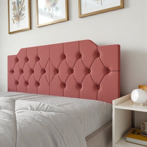 Painel Cabeceira Estofado Dobrável Box Casal Capela Decorativa:rosa