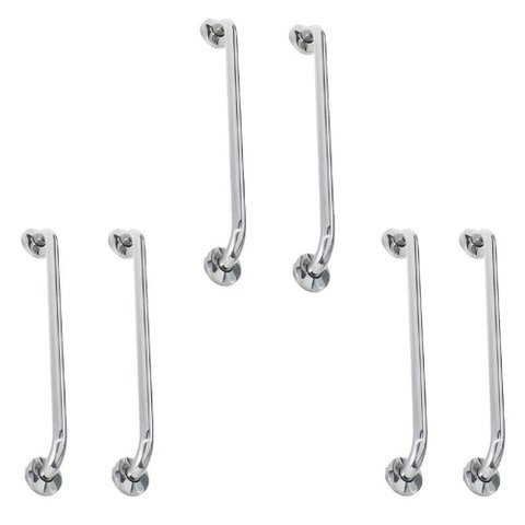 Alça de Apoio Inox Barra 60cm Kit 6 Unidades Acessibilidade Segurança Idoso Banheiro Box Parede