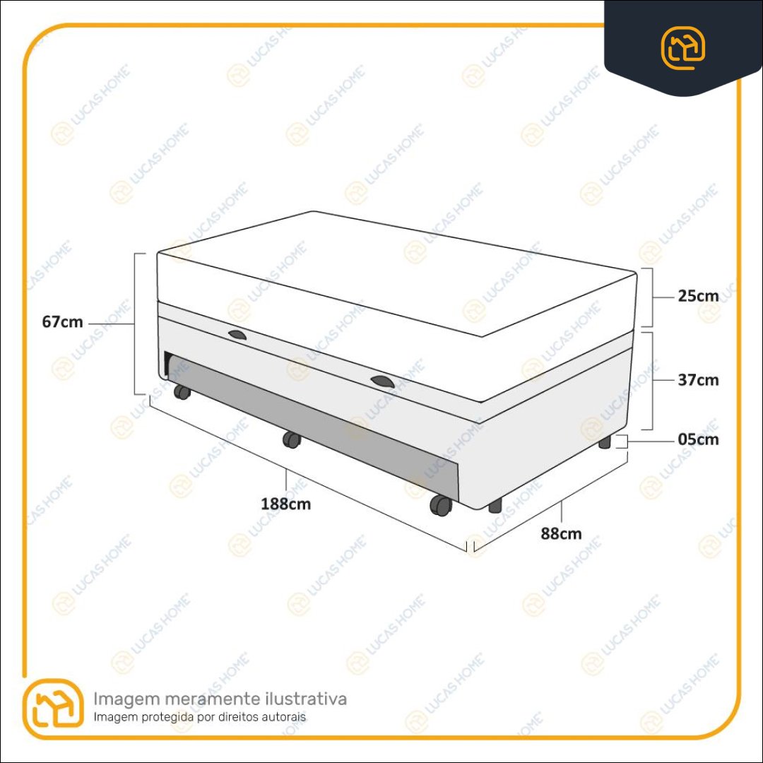 Cama Box Baú e Auxiliar Solteiro com Colchão de Molas Ensacadas Ortobom Airtech Springpocket - 5