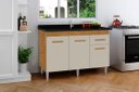 Ver imagem 2 de Balcão Armário para Pia de Cozinha 1.20m Ca 3 Portas Cor Ipê / Off White