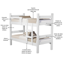 Ver imagem 3 de Beliche Solteiro de Mdf Leticia Branco para Quarto Moderno que Vira Duas Camas Reforçada