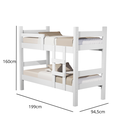 Ver imagem 2 de Beliche Solteiro de Mdf Leticia Branco para Quarto Moderno que Vira Duas Camas Reforçada