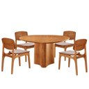 Ver imagem 2 de Mesa com 4 Cadeiras Selene Malta Gold Moderna Mobília Brisa/ Imbuia Nat.