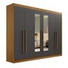 Guarda Roupa Casal com Espelho ,06 portas e 06 Gavetas New Athos D'Doro Móveis - CINAMOMO GRAFITE D' - 1