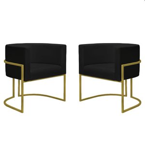 Kit 2 Poltronas Decorativa Nayara Base Ferro Dourado Twdecora Suede