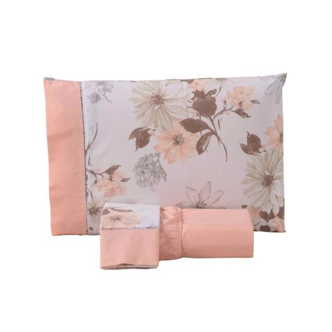 Jogo de Lençol Encantare Ponto Palito Estampado Completo 4 Peças Casal 80% Algodão - 20% Polié
