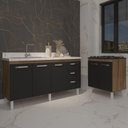 Ver imagem 6 de Armário Cozinha Balcão Gabinete de Pia 160 Cm Estela e Balcão Fran para Fogão Cooktop 5 Bocas