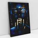 Ver imagem 1 de Quadro Decorativo Mulher Azul e Dourada em Tela Canvas Tacolado Moldura Flutuante 4,5cm Preta 80 X 1