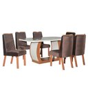 Ver imagem 2 de Conjunto Sala de Jantar Mesa Com 6 Cadeiras Bom Pastor Olimpic Noce e Off White