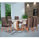 Ver imagem 1 de Conjunto Sala de Jantar Mesa Com 6 Cadeiras Bom Pastor Olimpic Noce e Off White