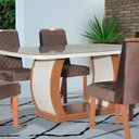 Ver imagem 3 de Conjunto Sala de Jantar Mesa Com 6 Cadeiras Bom Pastor Olimpic Noce e Off White