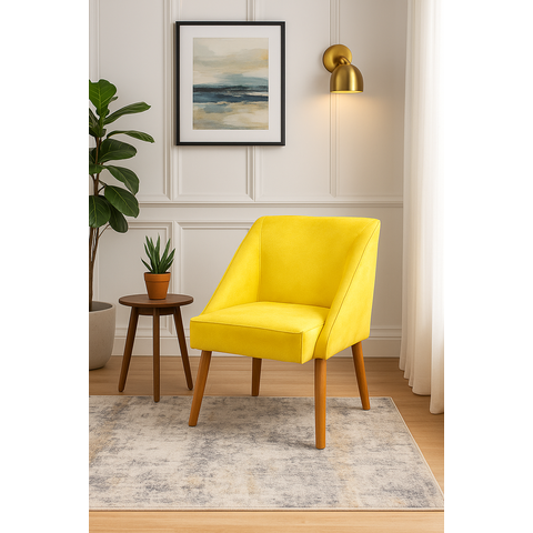 Cadeira Decorativa Liz Suede Amarelo para Sala Salão Recepção