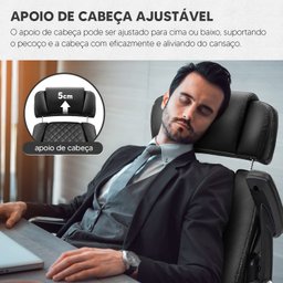 Cadeira YAMASORO Presidente Luxo em Couro  sintético Ergonômica Regulagem do Apoio de Cabeça e lomba - 3