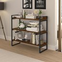 Ver imagem 1 de Buffet Estilo Industrial 90cm 3 Prateleiras Aço Preto e Amadeirado Marrom