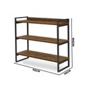 Ver imagem 4 de Buffet Estilo Industrial 90cm 3 Prateleiras Aço Preto e Amadeirado Marrom