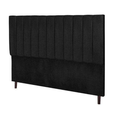 Cabeceira Estofada Cama Box Queen 160cm Chiara Suede Preto