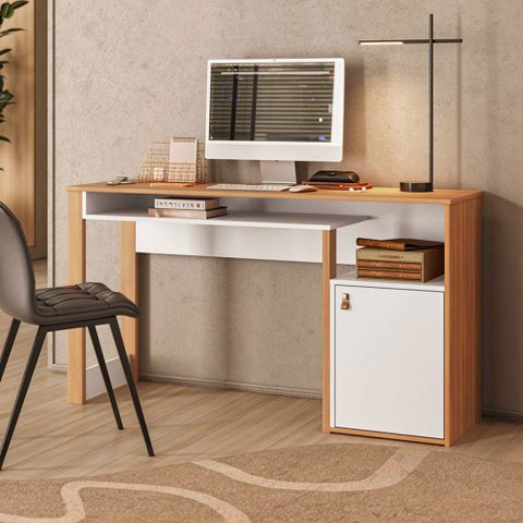 Mesa Escrivaninha Versa Home Telasul 1 Porta Freijó /branco - Telasul