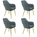 Ver imagem 1 de Kit 4 Cadeiras Poltrona Lines Base Dourada Recepção Sala Decorativa Suede