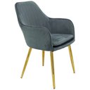 Ver imagem 2 de Kit 4 Cadeiras Poltrona Lines Base Dourada Recepção Sala Decorativa Suede