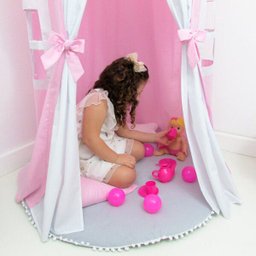 Kit 4 Peças Tenda Cabaninha de Teto Casinha de Boneca com Tapete e Almofada - 2