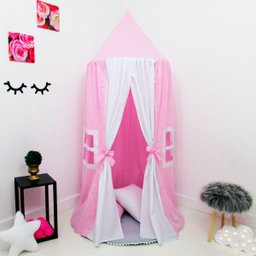 Kit 4 Peças Tenda Cabaninha de Teto Casinha de Boneca com Tapete e Almofada - 1