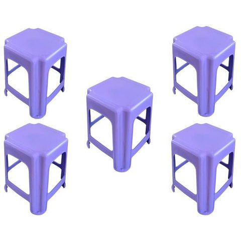 Kit 5 Bancos Plástico Banquinho Lilás Infantil 34cm